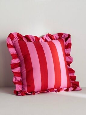 Maeve by Anthropologie Striped Ruffle Indoor/ Outdoor Pillow